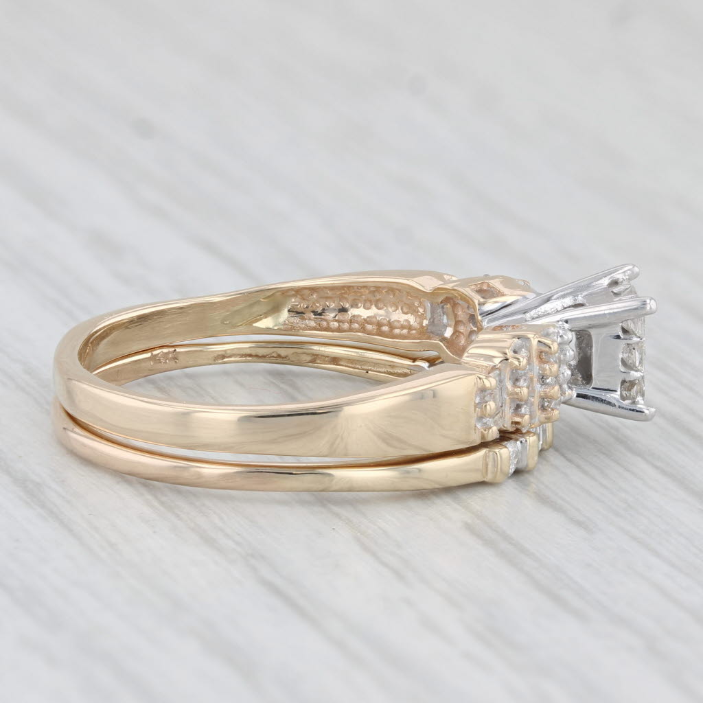 Light Gray 0.51ctw Engagement Ring Wedding Band Bridal Set 14k Yellow Gold Size 8.75