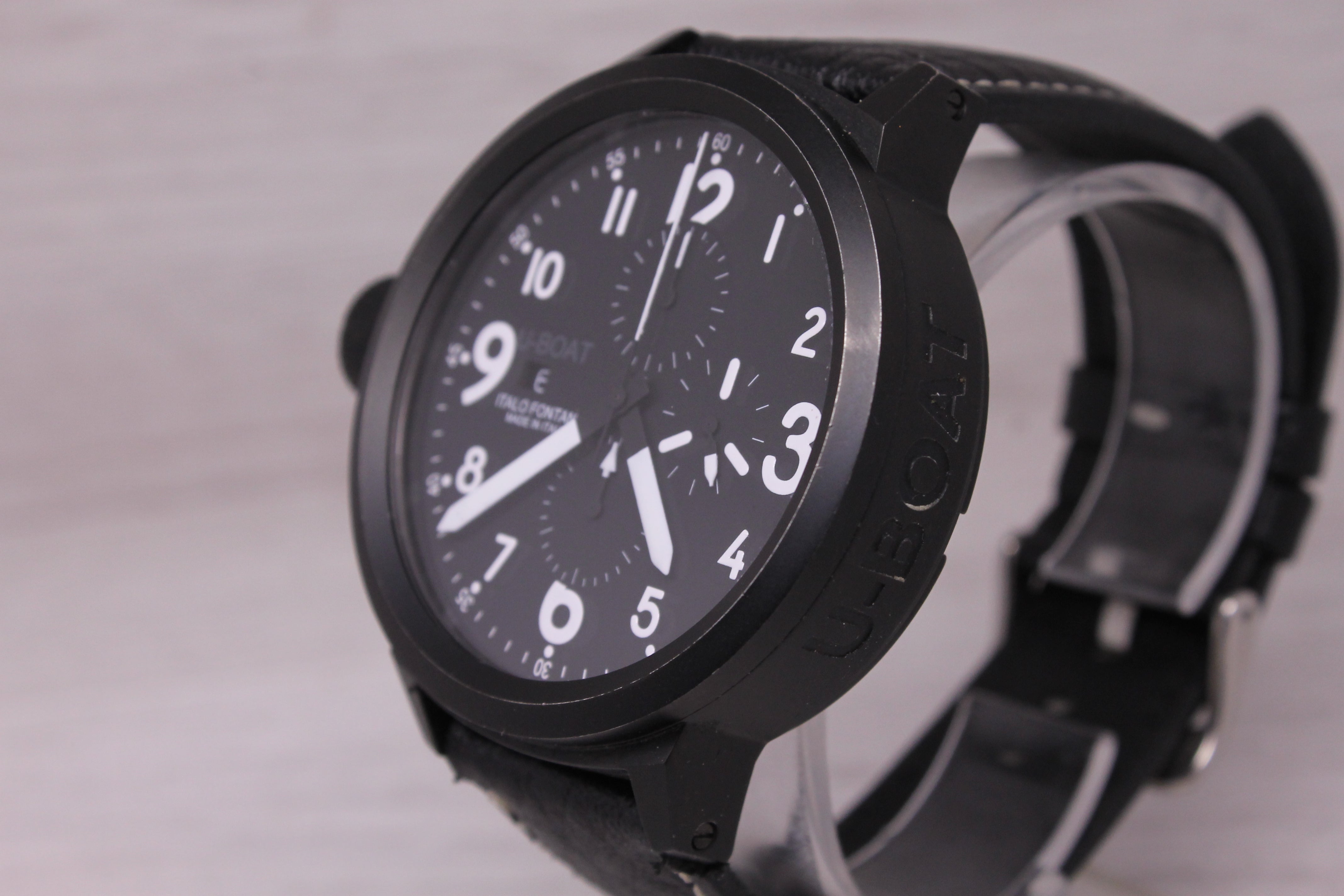 U-BOAT Flightdeck Mens 50mm Black PVD Chronograph Watch U-7750/50 w/ Box Strap