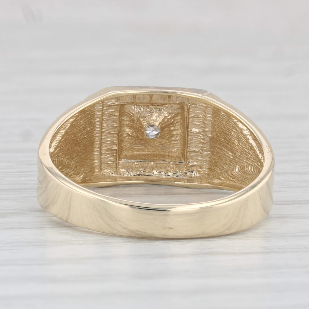 Light Gray Vintage Men's Diamond Ring 10k White & Yellow Gold Size 10.5