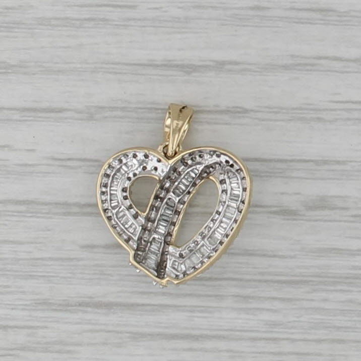0.70ctw Diamond Open Heart Pendant 14k Yellow White Gold