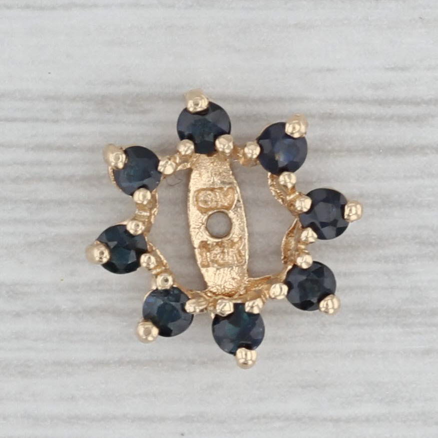 Gray 0.80ctw Blue Sapphire Earring Enhancers Jackets 14k Yellow Gold For Studs