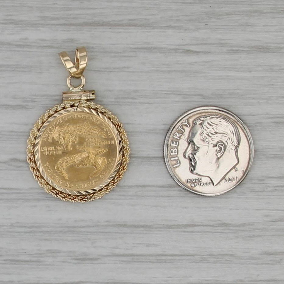 2000 1/10 oz American Gold Eagle Coin Pendant 14k 22k Gold Walking Liberty