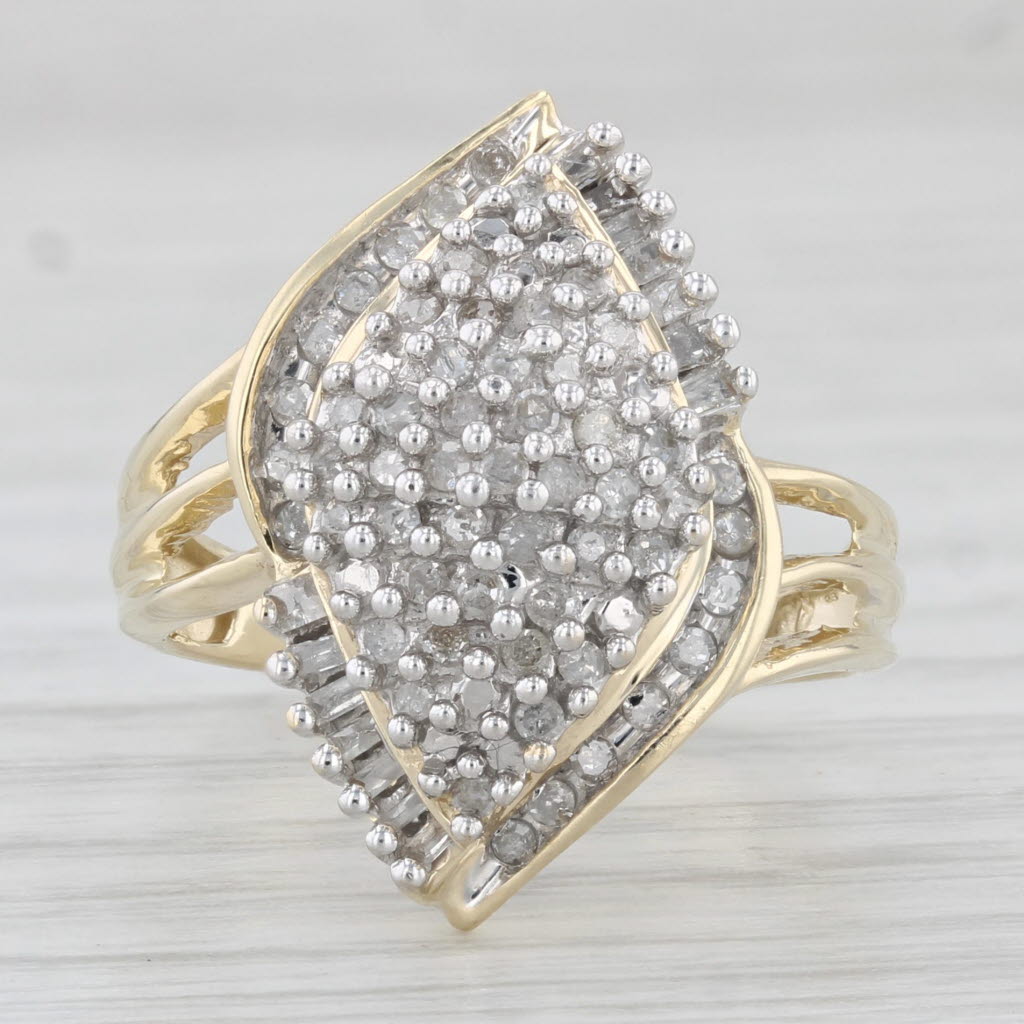Light Gray 0.23ctw Diamond Cluster Ring 10k Yellow Gold Size 7Cocktail
