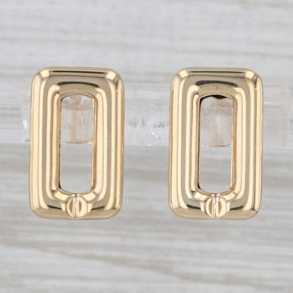 Oval Drop Earrings 18k Yellow Gold Pierced Studs