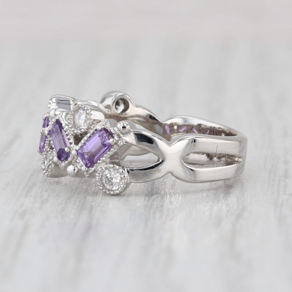 1ctw Pink Sapphire Diamond Ring 14k White Gold Wedding Anniversary Band Size 6