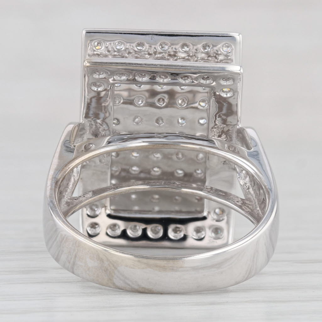 Gray 0.40ctw Diamond Statement Cocktail Ring 14k White Gold Size 9.25