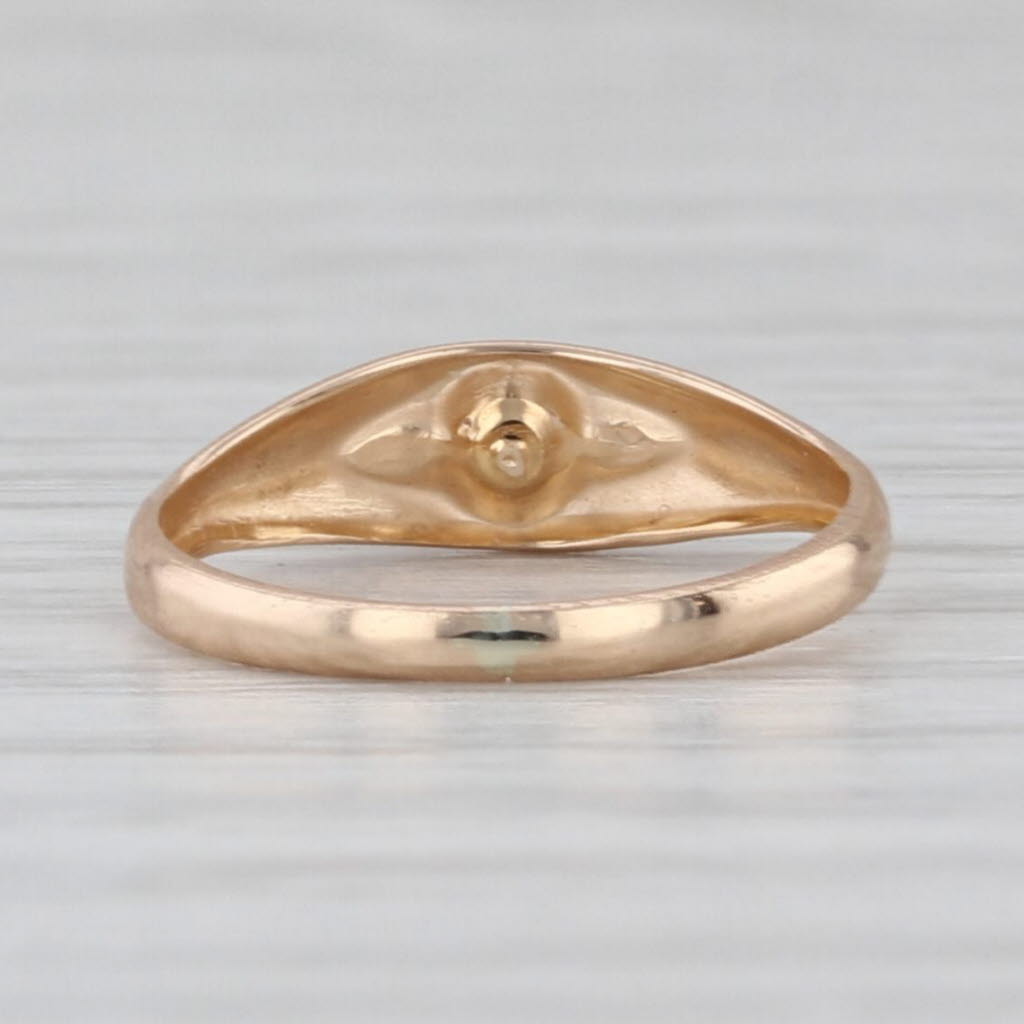 Vintage Red Glass Solitaire Ring 10k Yellow Gold Less than Size 1
