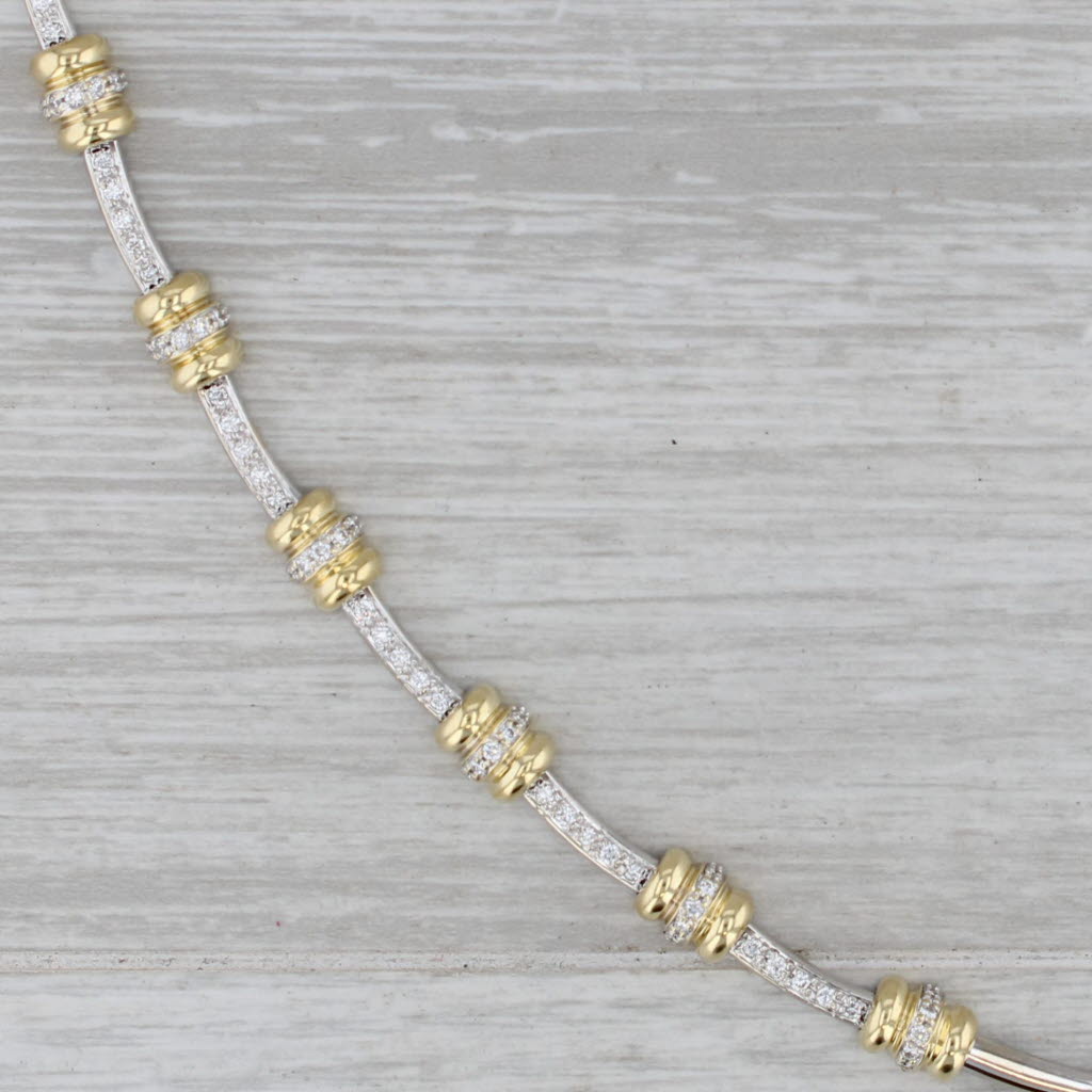 Gray Roberto Coin 0.75ctw Diamond Collar Necklace 18k Gold Linked Bars 16.75"