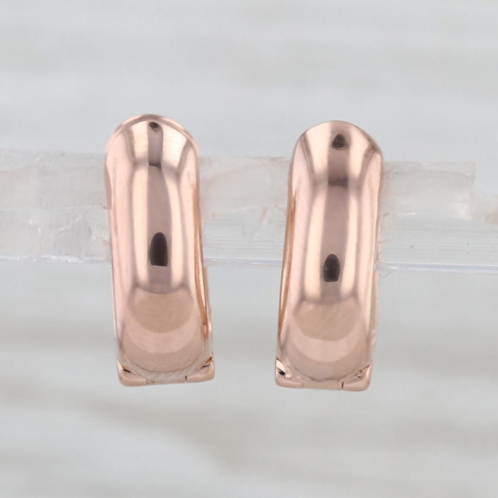 0.34ctw Diamond Small Hoop Earrings 14k Rose Gold Snap Top Oval Hoops