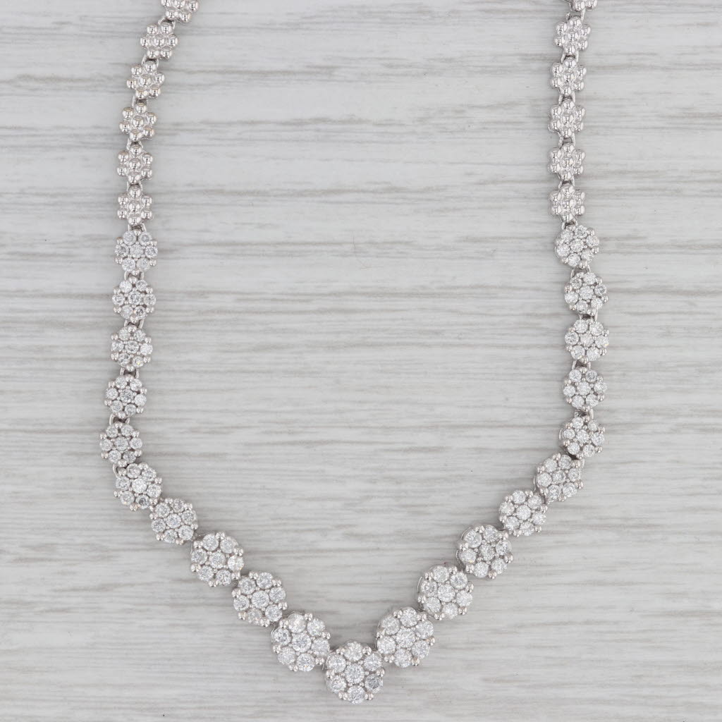 Gray 2.25ctw Diamond Cluster V Tennis Necklace 14k White Gold 17.5"