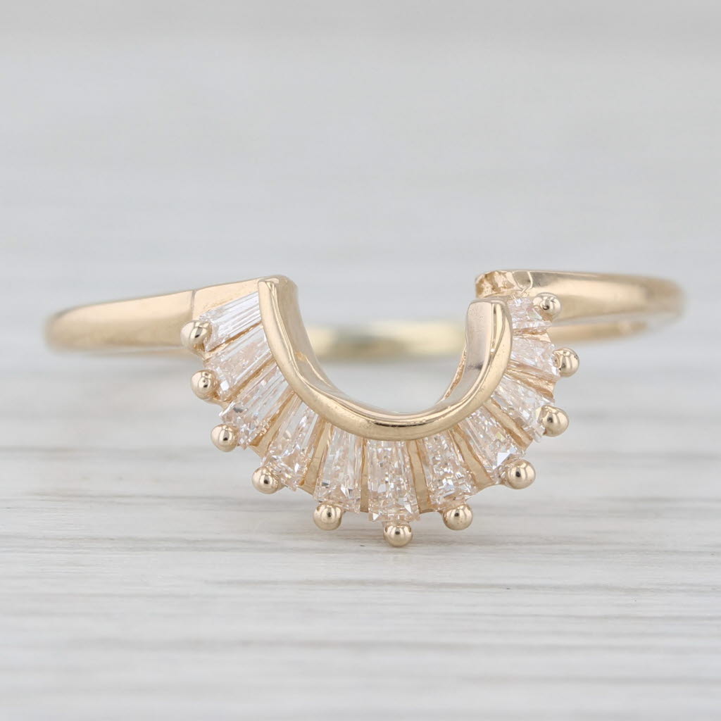 Light Gray 0.43ctw Diamond Baguette Ring Guard Enhancer 14k Yellow Gold Sz 10.25 Wedding