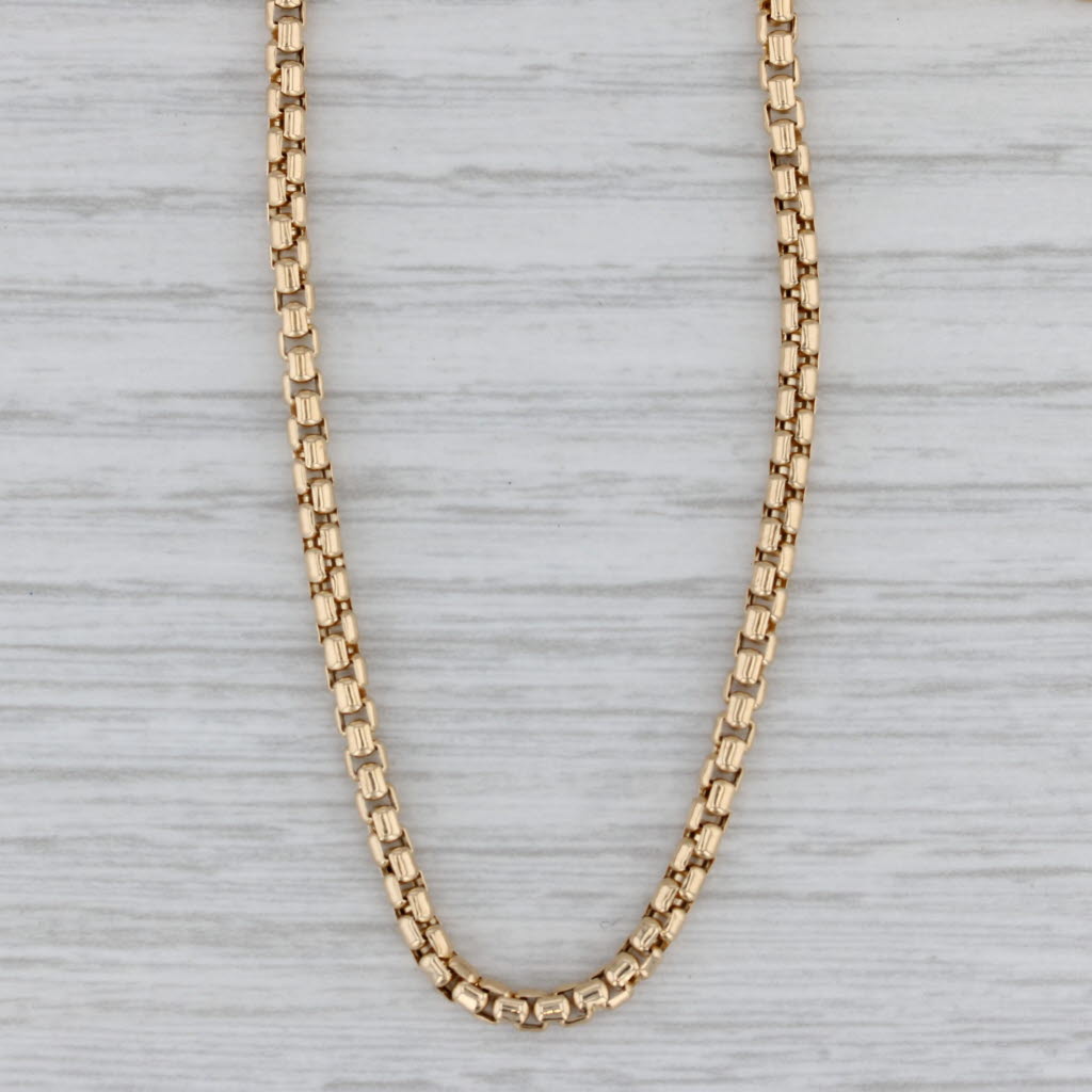 Gray David Yurman Box Chain Necklace 18k Yellow Gold 24" 2.7mm Lobster Clasp