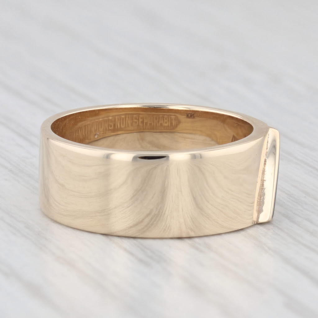 Light Gray Raised 14th Degree Yod Signet Ring 10k Yellow Gold Masonic Scottish Rite Band