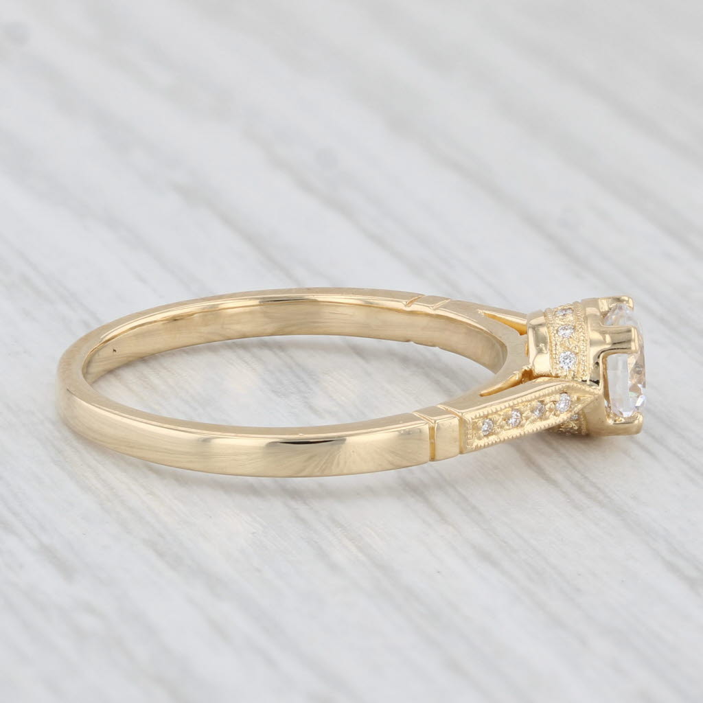 Light Gray New Beverley K Round Semi Mount Engagement Ring 18k Yellow Gold Diamond Sz 6.75