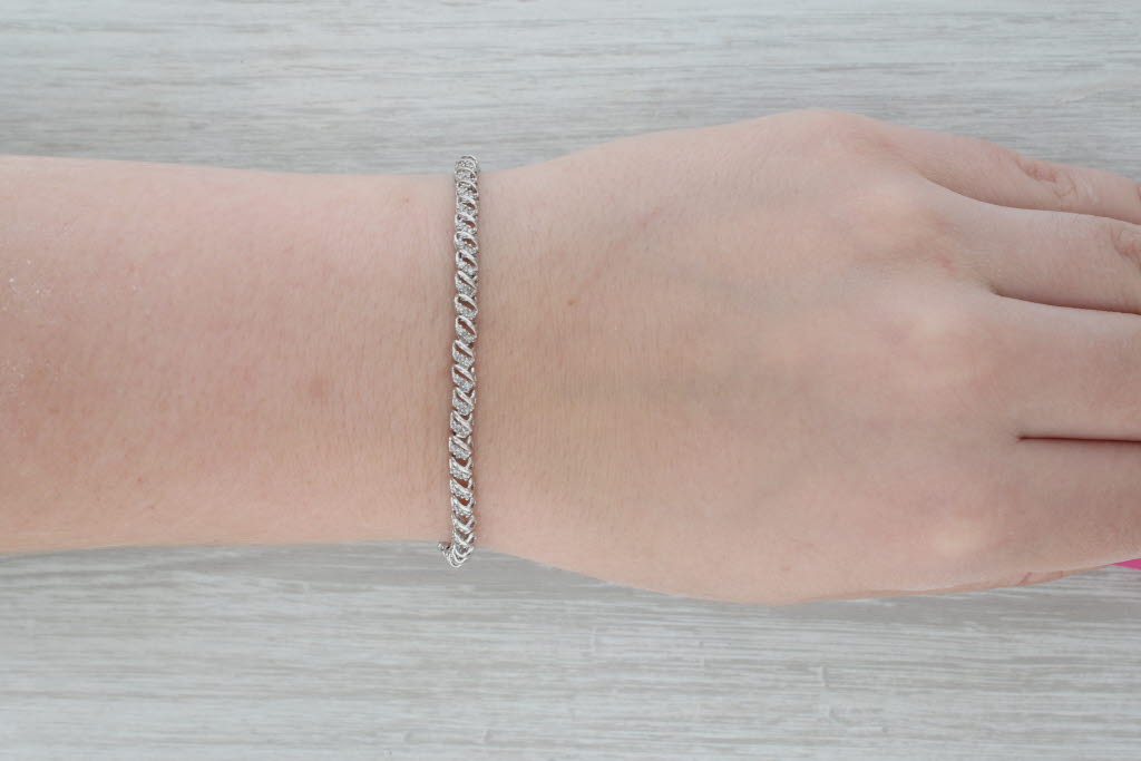 Dark Gray 0.50ctw Diamond Tennis Bracelet 10k White Gold 7" 4.1mm