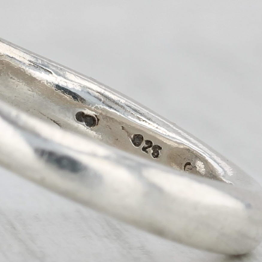 Light Gray Swirl Statement Ring Hammered Sterling Silver Size 8.5