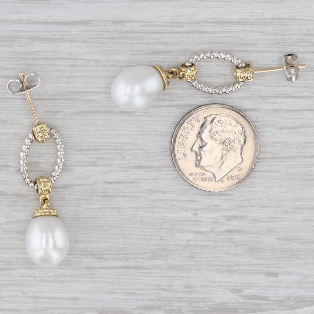 Gray Lagos Caviar Cultured Pearl Earrings Pouch Sterling Silver 18k Gold 01-82028-M