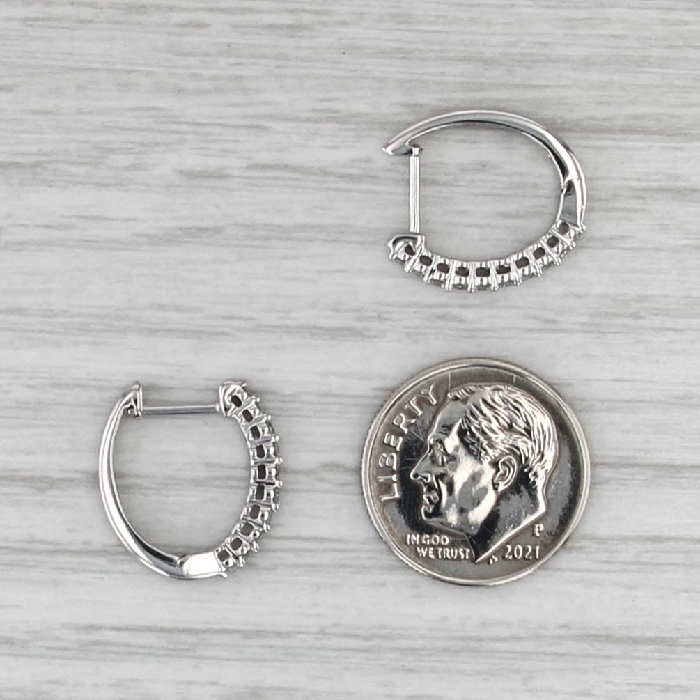 0.30ctw Diamond Hoop Earrings 14k White Gold Snap Top Hinged Hoops