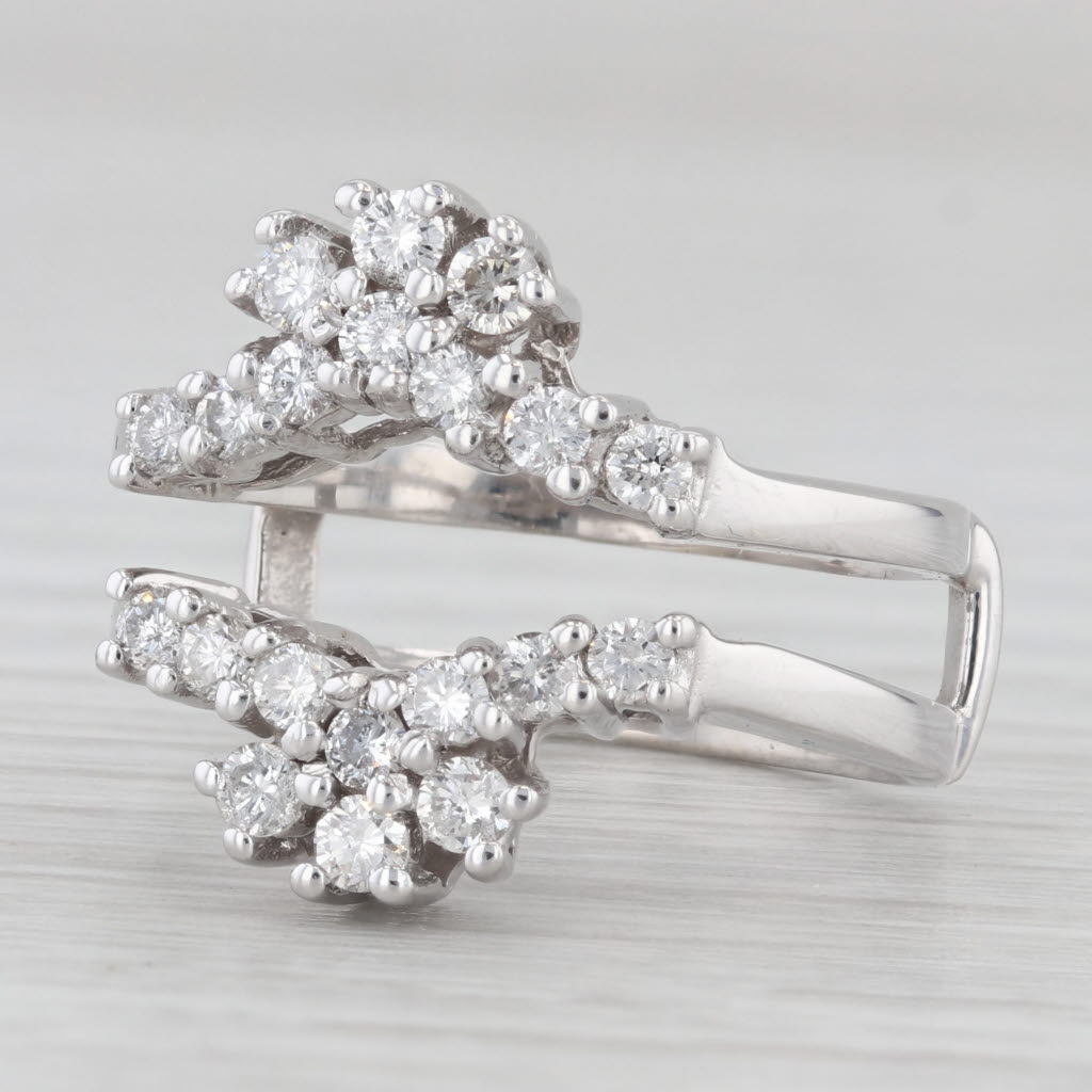 Light Gray 0.65ctw Diamond Jacket Wrap Ring 14k White Gold Size 6.25