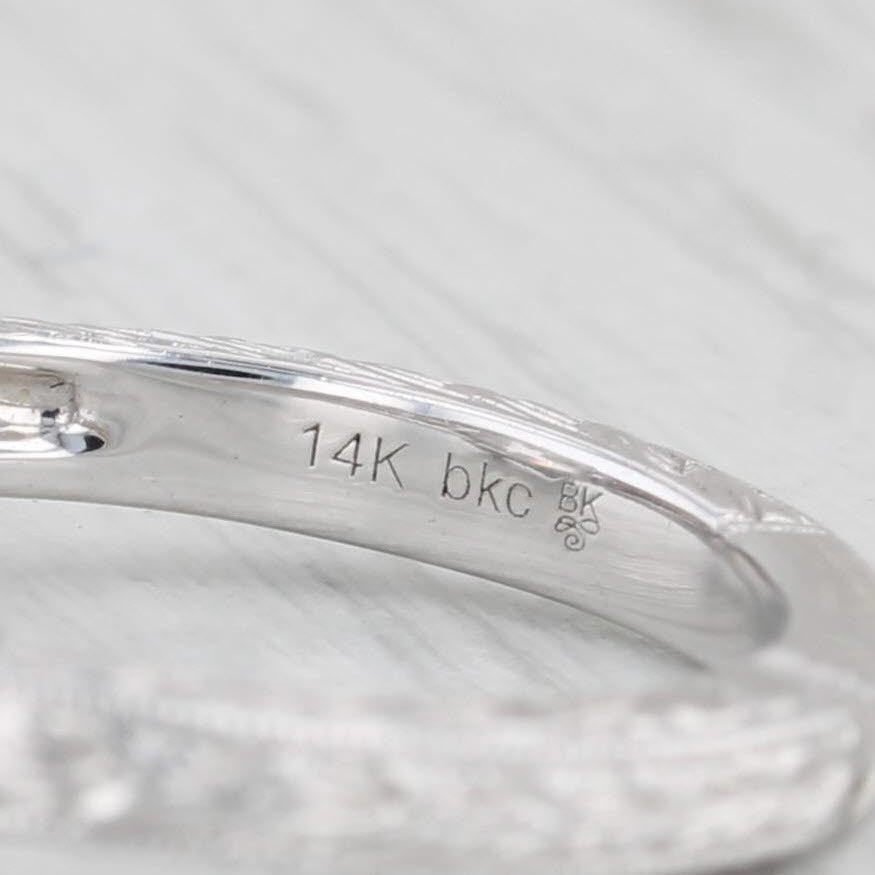 Light Gray New Beverley K Asscher Semi Mount Diamond Ring 14k White Gold Size 6.75 Hearts