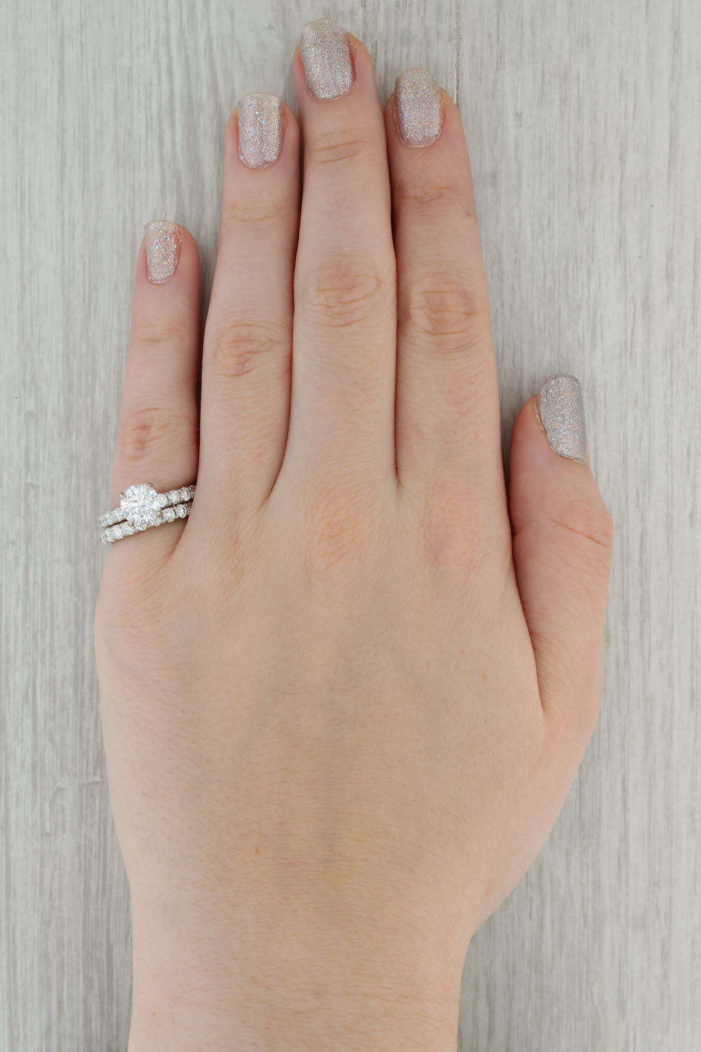 Dark Gray 3.20ctw Diamond Engagement Ring Wedding Band Bridal Set 14k White Gold Size 6.5