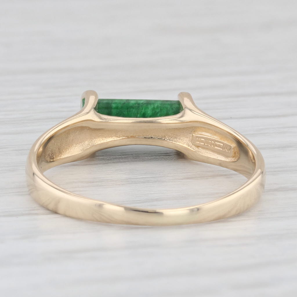 Light Gray Green Maw Sit Sit Solitaire Mid-Century Modern 14K Yellow Gold Ring Size 9.25
