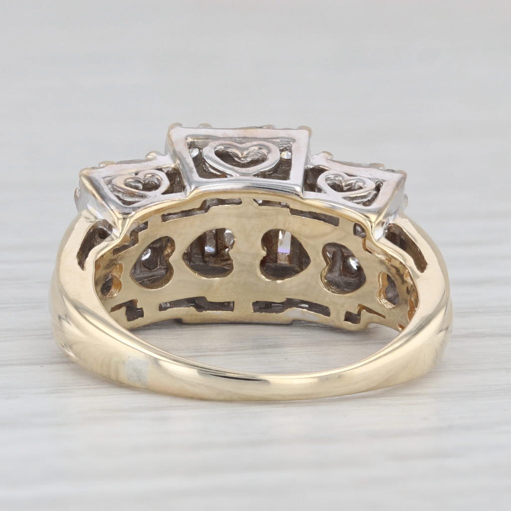 Light Gray 1.03ctw Diamond Clusters Ring 14k Gold Size 6 Heart Bridge