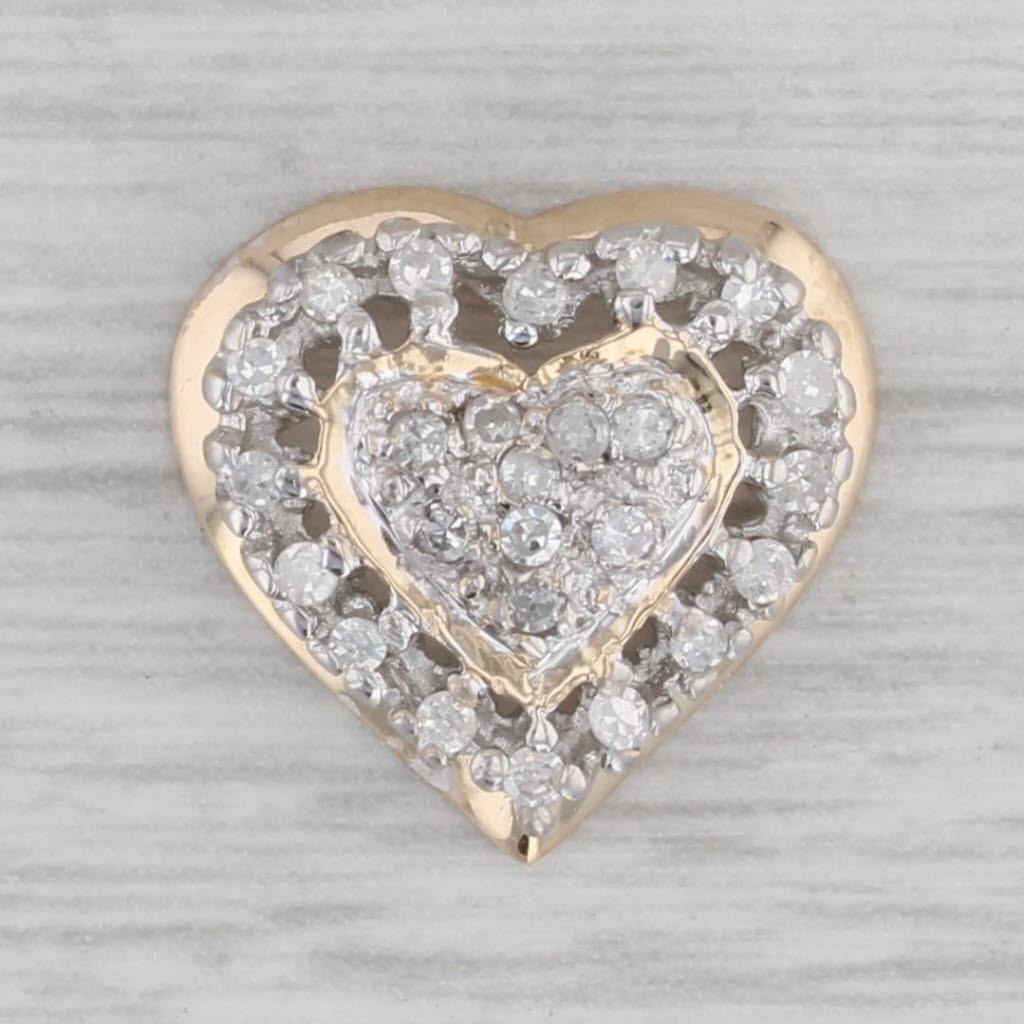 Gray 0.23ctw Diamond Heart Pendant 10k Yellow Gold