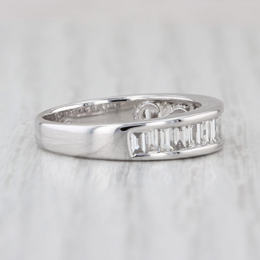1.60ctw Channel Set Diamond Wedding Band 14k White Gold Size 7.75 Stackable Ring