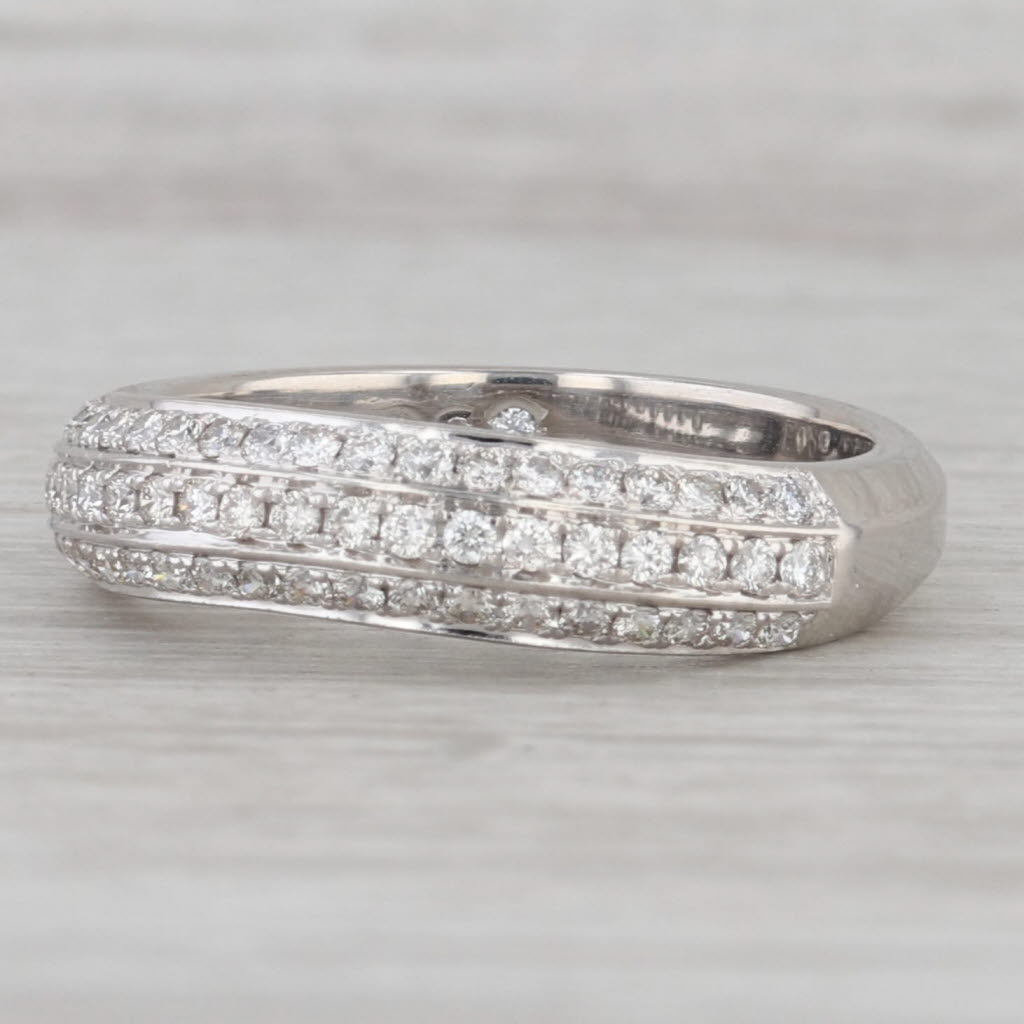 0.50ctw 3 Row Diamond Ring 14k White Gold Size 6.75 Wedding Anniverary Band