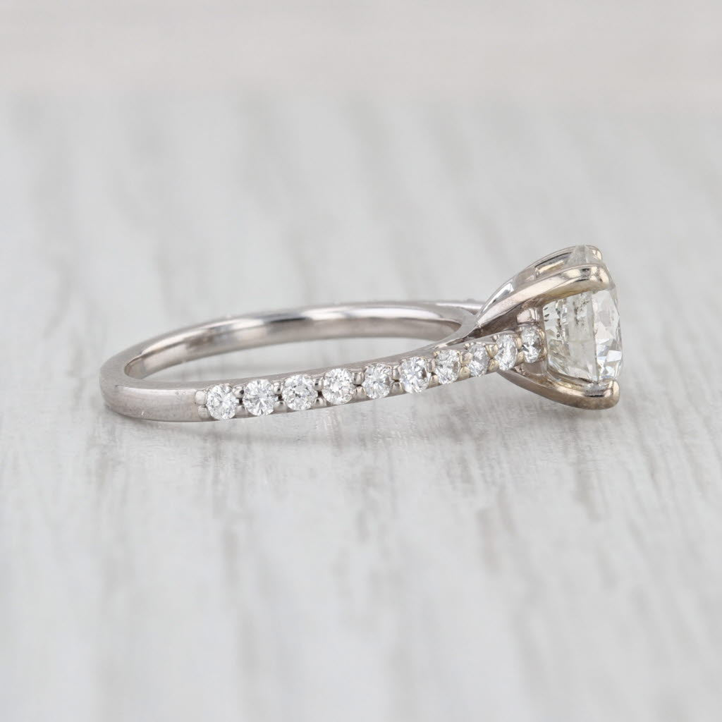 2.50ctw Round Diamond Engagement Ring 14k White Gold Size 6.5 Cathedral Band