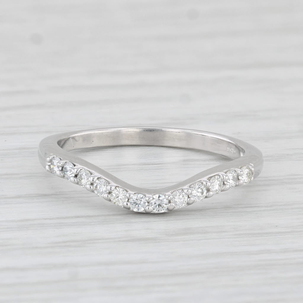 Light Gray 0.20ctw Diamond Contoured Wedding Band Guard Ring 14k White Gold Size 6 Ring