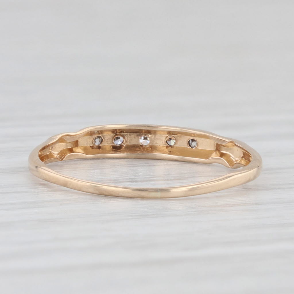 Light Gray Vintage Diamond Accented Wedding Band 14k Yellow Gold Size 5.75 Stackable