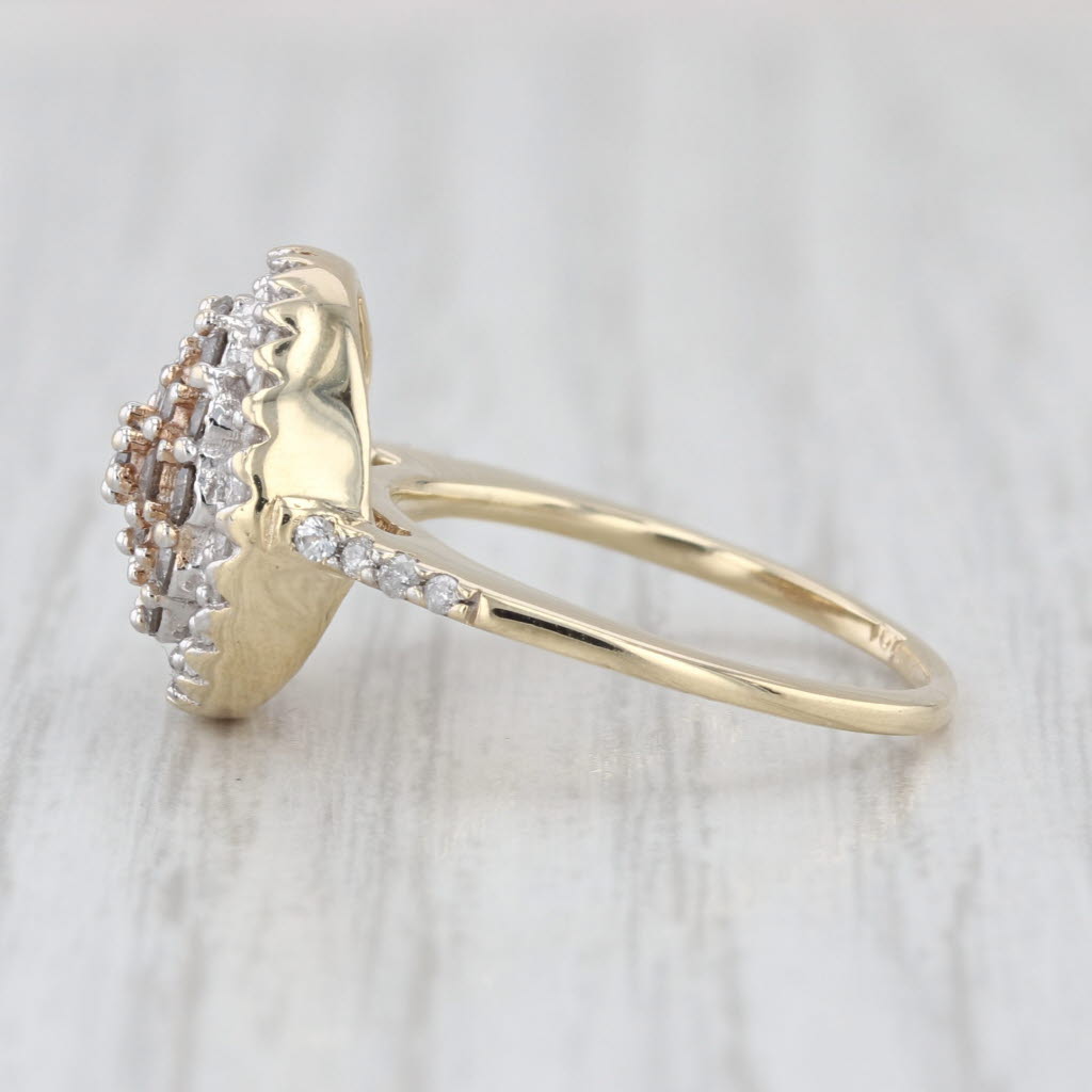 0.69ctw Diamond Cluster Halo Ring 10k Yellow Gold Size 4.75 Engagement