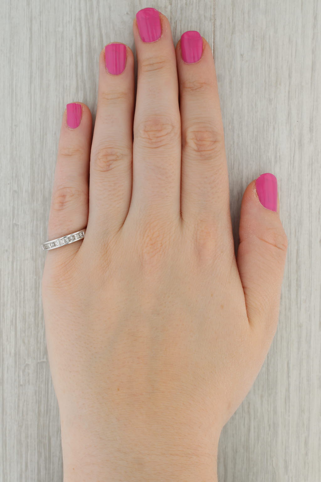 Tan 0.75ctw Diamond Wedding Band 10k White Gold Size 7 Ring Stackable Anniversary