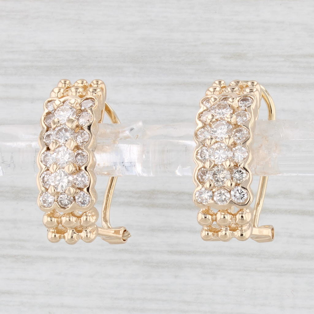Light Gray 1.20ctw Diamond Cluster Drop Earrings 14k Yellow Gold Town & Country