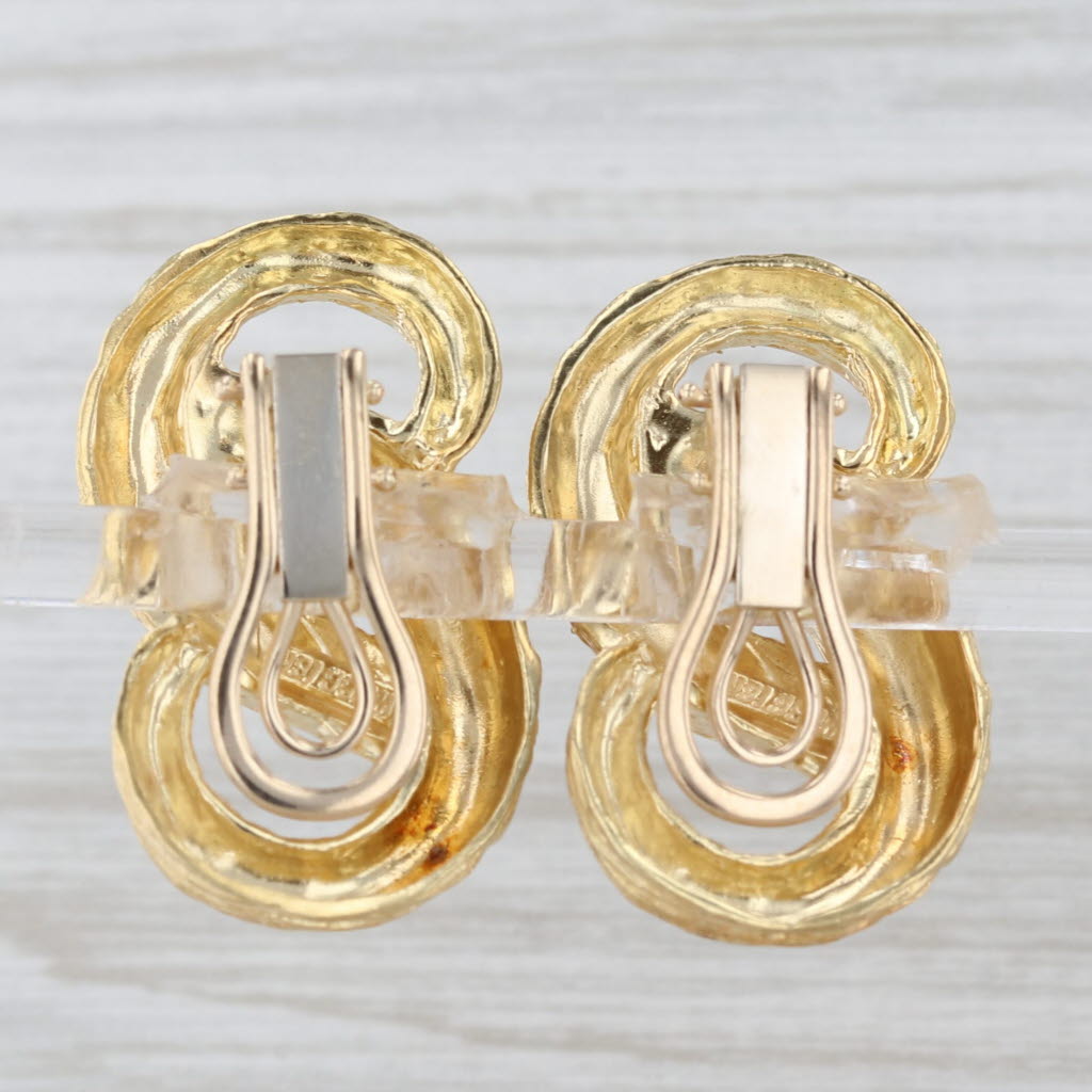 Light Gray Vintage David Webb Infinity Knot Drop Earrings 18k Yellow Gold Clip On