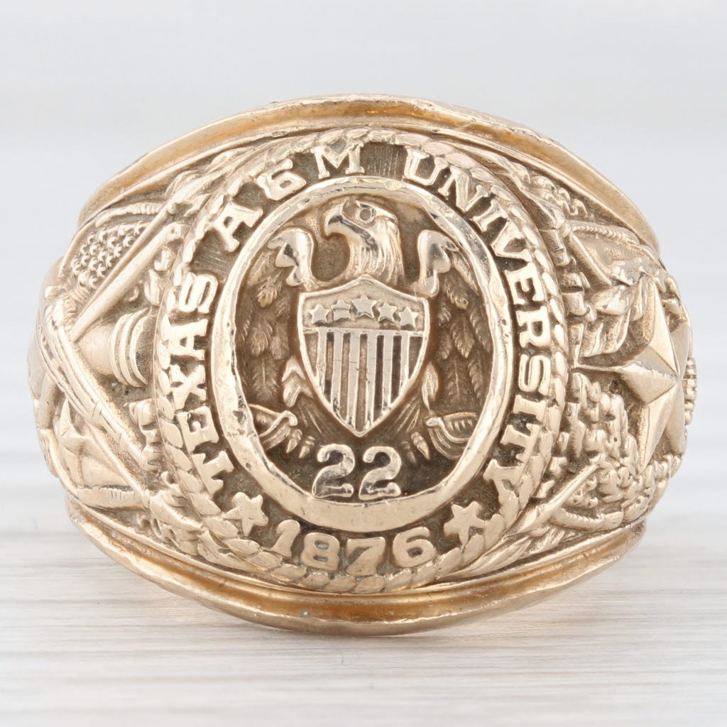 Light Gray Texas A&M University Class Ring 10k Yellow Gold Size 8