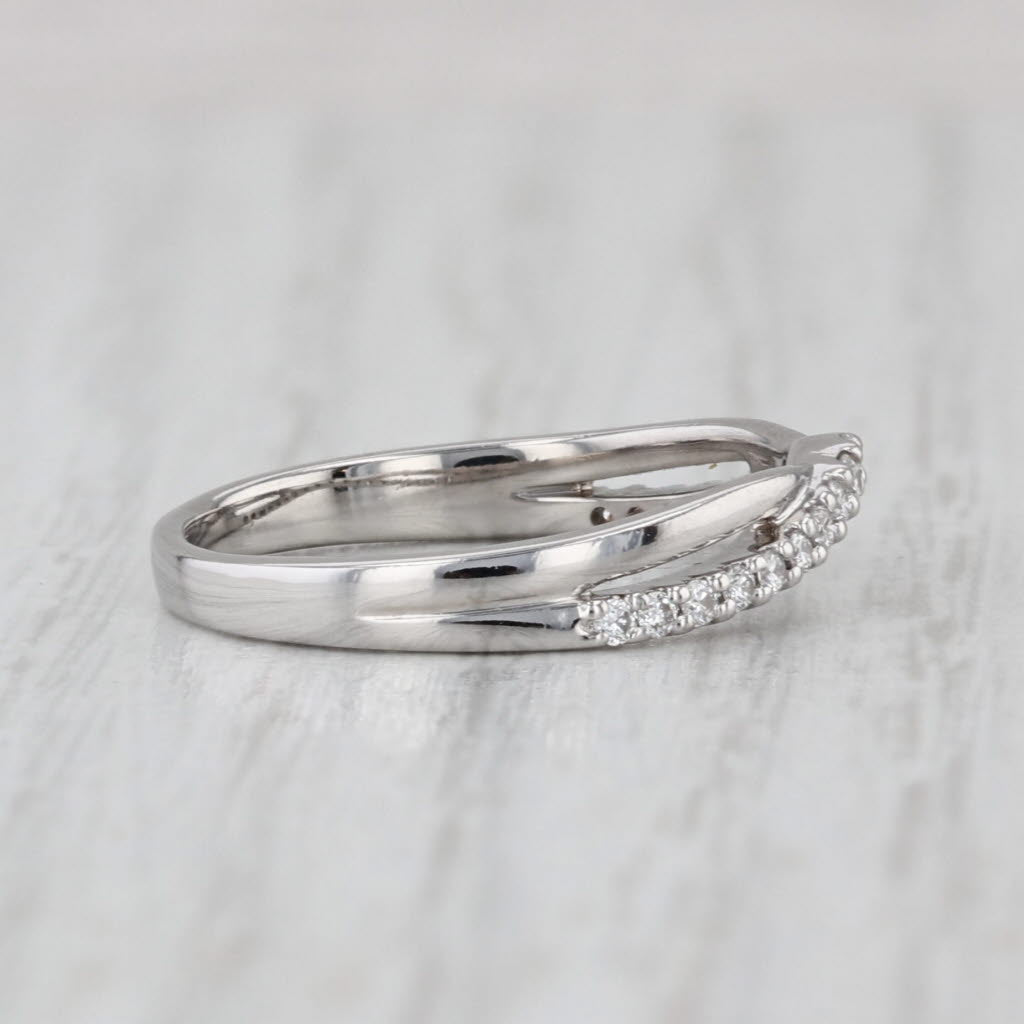 0.20ctw Contoured Diamond Ring 14k White Gold Stackable Wedding Band Size 6.75