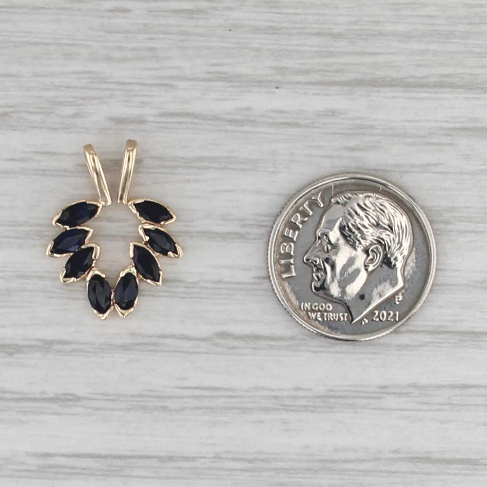 1.20ctw Blue Sapphire Open Enhancer Pendant 14k Yellow Gold