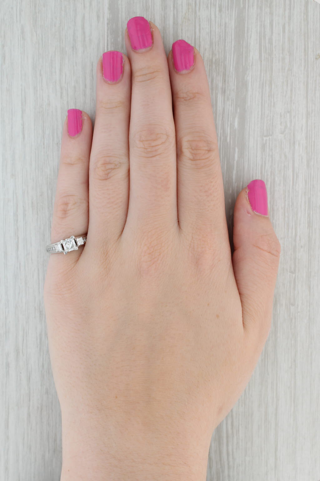 Gray 1.42ctw Princess Diamond Engagement Ring 14k White Gold Solitaire with Accents