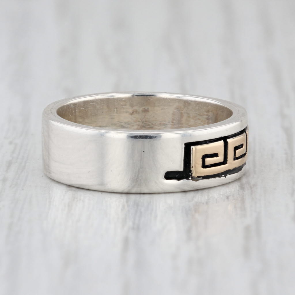 2-Toned Greek Key Ring Sterling Silver 14k Gold P. Skeet Navajo Native American