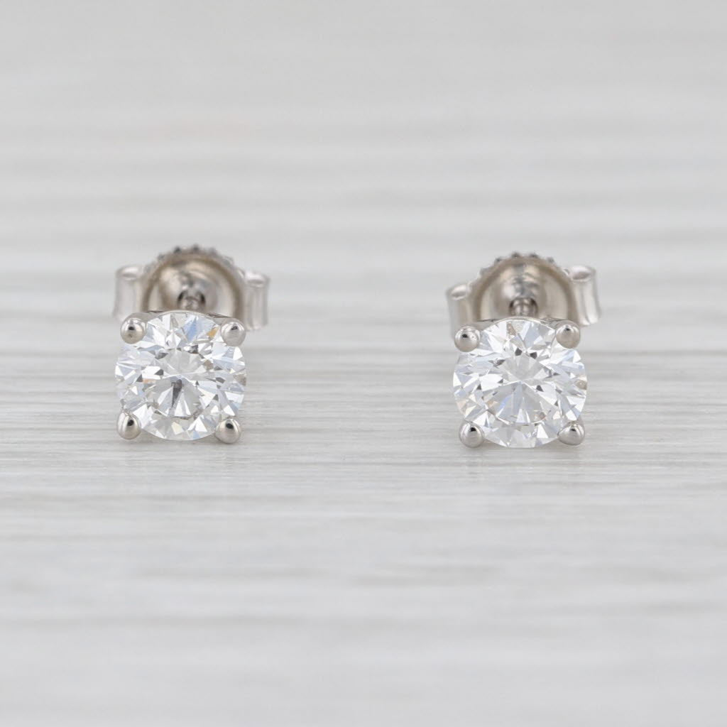 IGI 0.71ctw Lab Grown Diamond Stud Earrings 14k White Gold Round Solitaire Studs