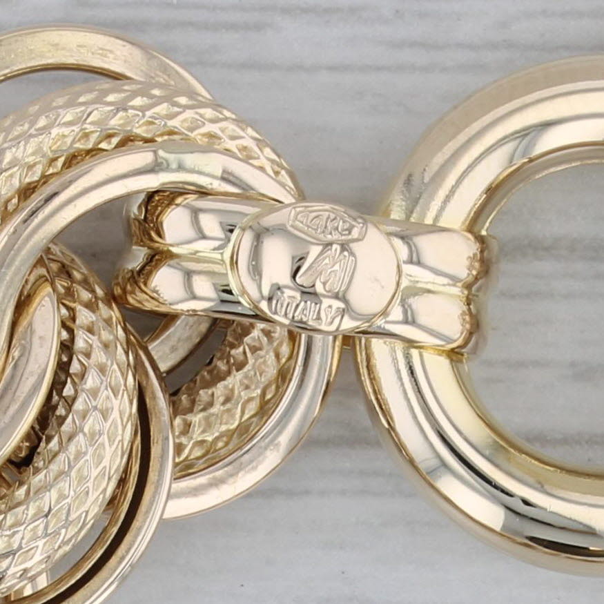 Gray Cable Chain Bracelet 14k Yellow Gold 7.75" 12.3mm Starter Charm Bracelet
