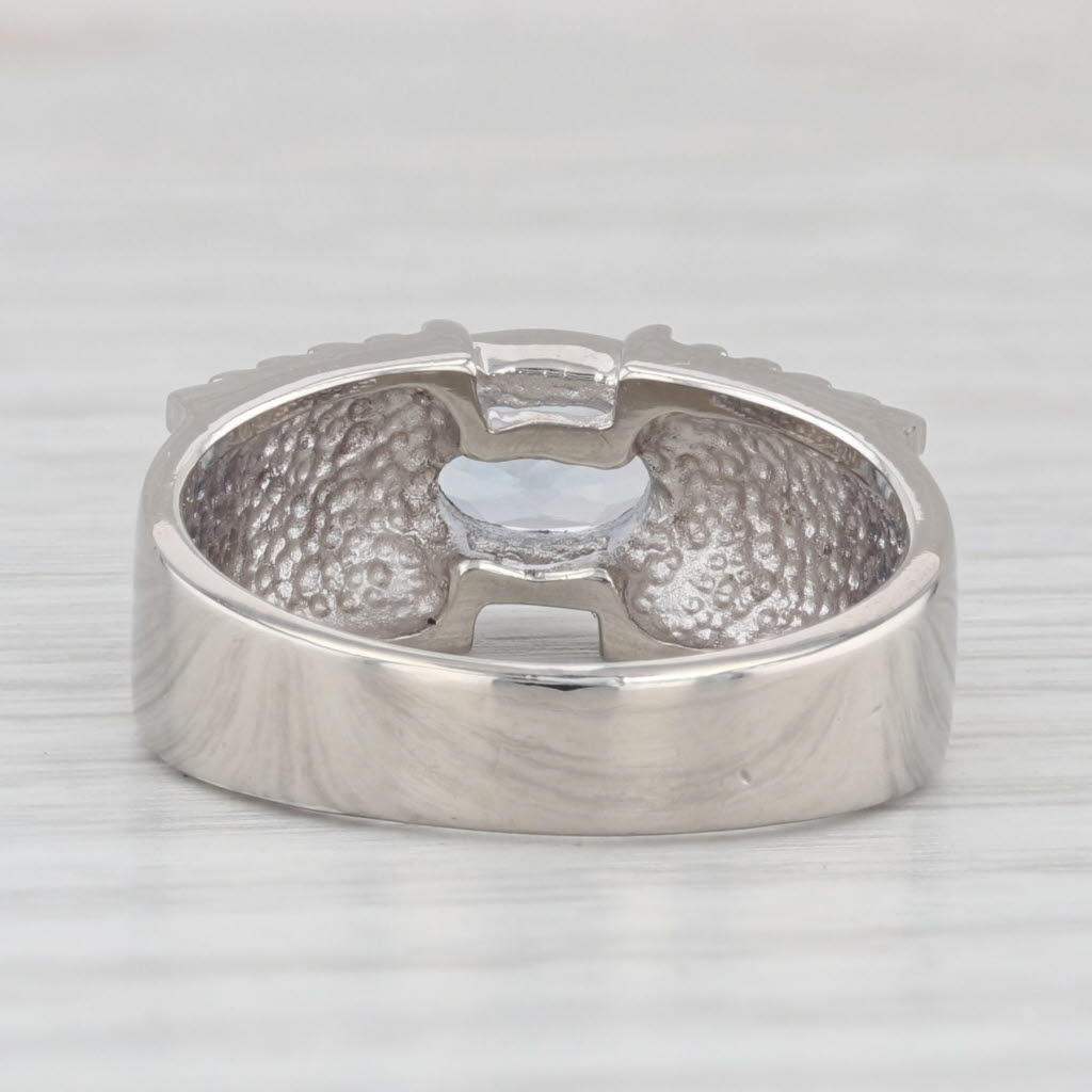 Light Gray 0.80ct Blue Lab Created Quartz Ring Sterling Silver Size 7 Oval Solitaire