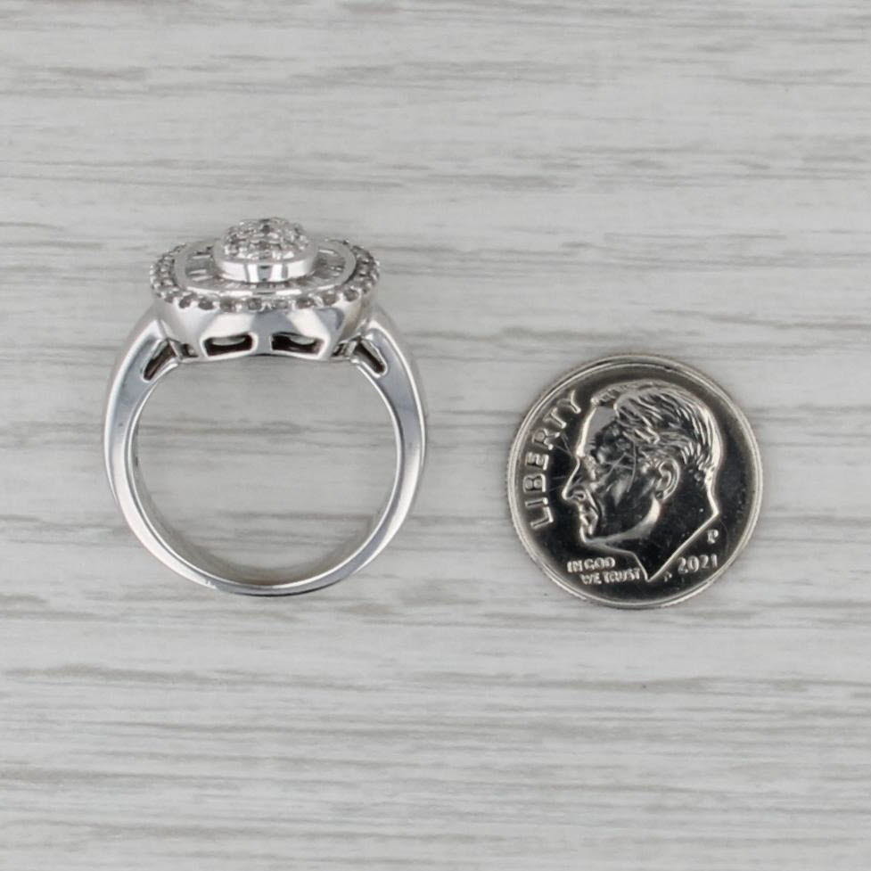 1ctw Diamond Cluster Halo Ring 14k White Gold Size 7.5 Engagement