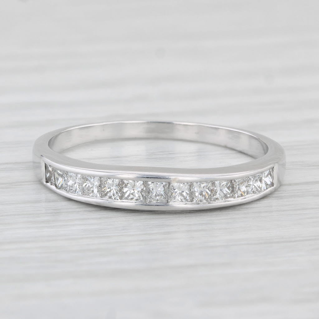 Light Gray 0.70ctw Diamond Channel Set Wedding Band 10k White Gold Size 9.5 Stackable