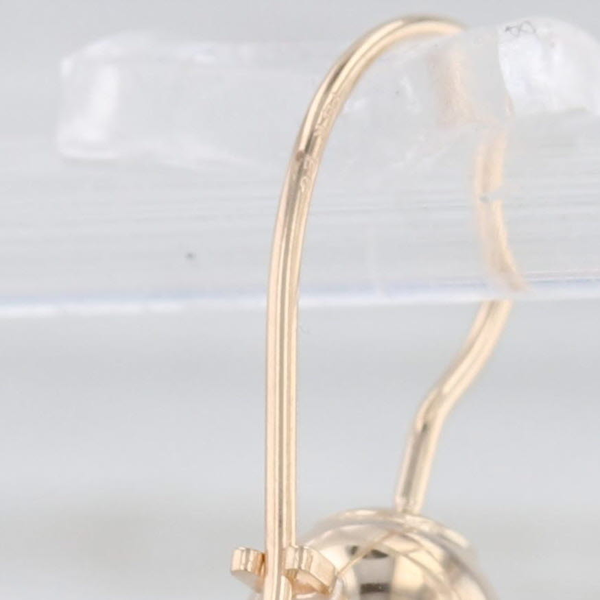 Light Gray Beveled Teardrop Dangle Earrings 14k Yellow Gold Hook Posts