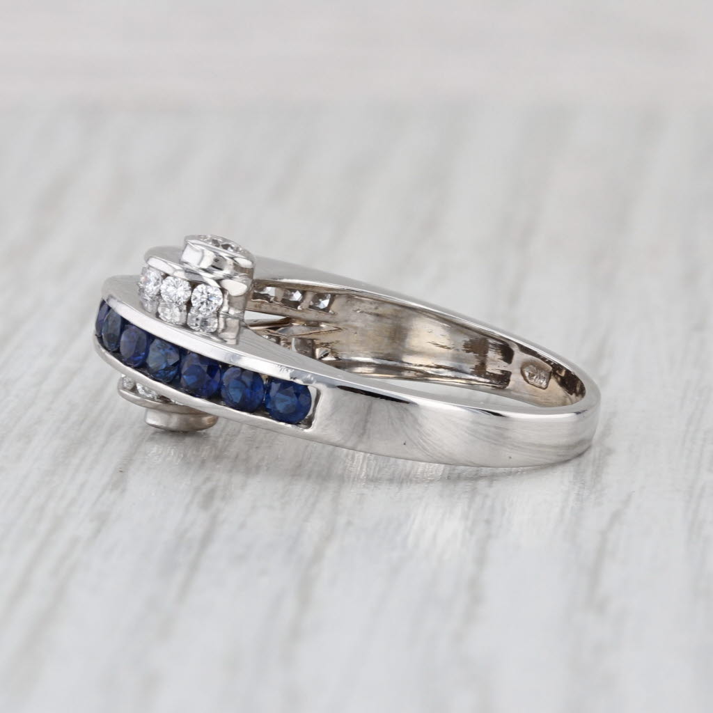 Krypell 1.35ctw Blue Sapphire Diamond Ring 18k White Gold Size 8