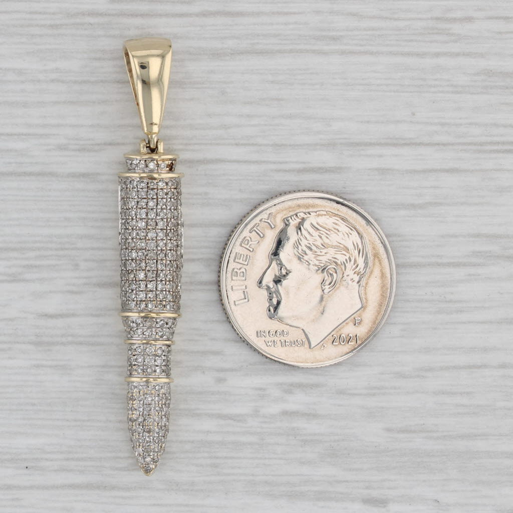 Gray 0.48ctw Diamond Bullet Pendant 10k Yellow Gold Statement